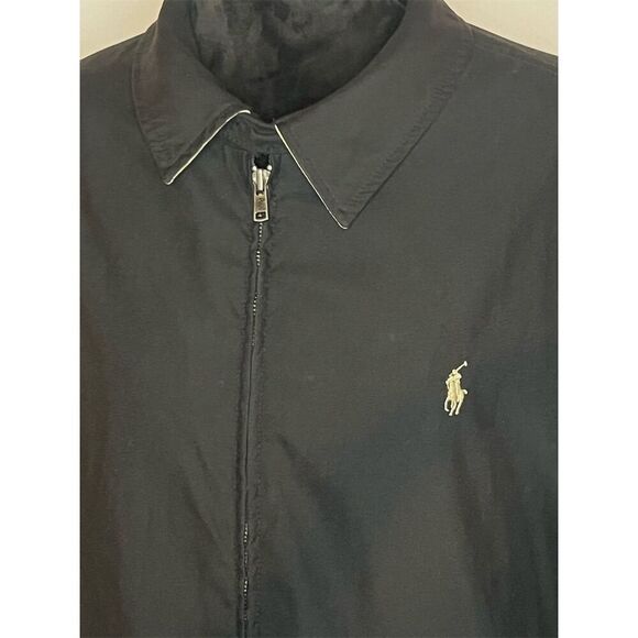 Ralph Lauren Men's Black Bomber Jacket 2XL Plaid Lining Casual Zip - Picture 2 of 11
